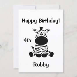 Goofy Zebra Verjaardagsfeestuitnodiging Kaart