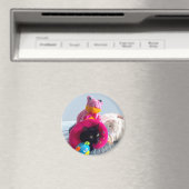 Goofy zwarte kat verstopt zich in knuffels. magneet (Insitu (Vaatwasser))