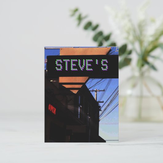 GOOGIE NEON SIGN (w/jouw naam) ~ INVITATIE Kaart (Staand voorkant)