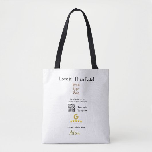 Google beoordeel ons review bestelling aankoop bed tote bag (Voorkant)