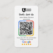 Google beoordelingskaart met QR-code Visitekaartje (Voorkant)
