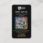 Google beoordelingskaart met QR-code Visitekaartje (Voorkant)