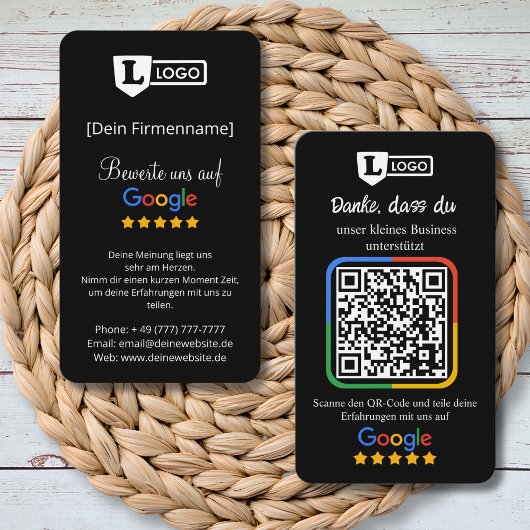 Google beoordelingskaart met QR-code Visitekaartje