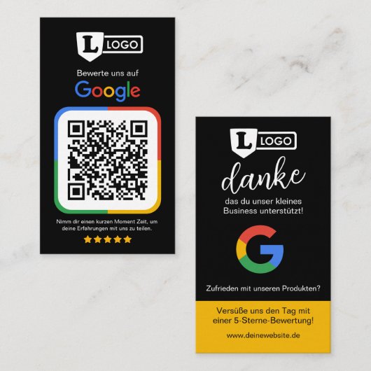 Google beoordelingskaart met QR-code Visitekaartje (Voorkant / Achterkant)