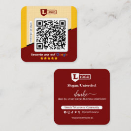 Google beoordelingskaart met QR-code zakelijke kaa Vierkante Visitekaartje