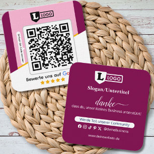 Google beoordelingskaart met QR-code zakelijke kaa Vierkante Visitekaartje