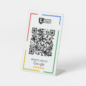 Google Bewertungs mit QR code  Reclamebord Met Voetstuk (Voorkant)