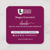 Google Bewertungskarte mit QR code Business Card  Vierkante Visitekaartje (Achterkant)
