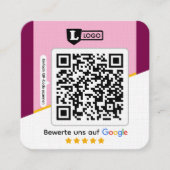 Google Bewertungskarte mit QR code Business Card  Vierkante Visitekaartje (Voorkant)
