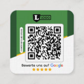 Google Bewertungskarte mit QR code Business Card  Vierkante Visitekaartje (Voorkant)