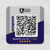 Google Bewertungskarte mit QR code Business Card  Vierkante Visitekaartje (Voorkant)