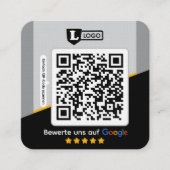 Google Bewertungskarte mit QR code Business Card  Vierkante Visitekaartje (Voorkant)