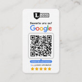 Google Bewertungskarte mit QR code Business Card  Visitekaartje (Voorkant)