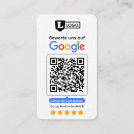 Google Bewertungskarte mit QR code Business Card  Visitekaartje
