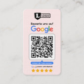 Google Bewertungskarte mit QR code Business Card  Visitekaartje (Voorkant)