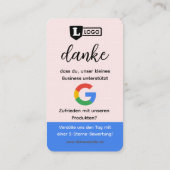Google Bewertungskarte mit QR code Business Card  Visitekaartje (Achterkant)