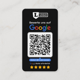 Google Bewertungskarte mit QR code Business Card  Visitekaartje