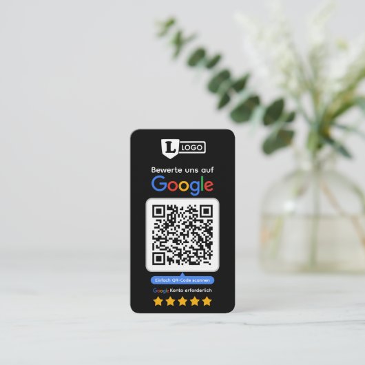 Google Bewertungskarte mit QR code Business Card  Visitekaartje (Staand voorkant)
