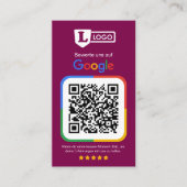 Google Bewertungskarte mit QR code  Visitekaartje (Voorkant)