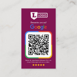Google Bewertungskarte mit QR code  Visitekaartje