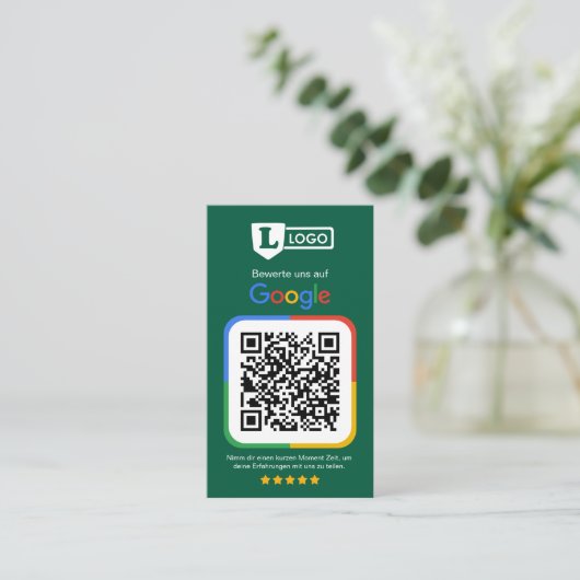 Google Bewertungskarte mit QR code  Visitekaartje (Staand voorkant)