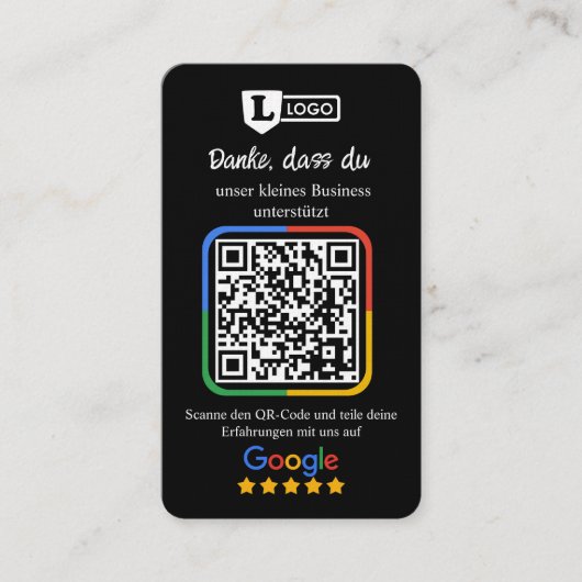 Google Bewertungskarte mit QR code Visitekaartje (Voorkant)