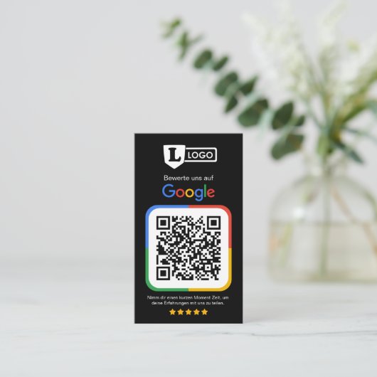 Google Bewertungskarte mit QR code Visitekaartje (Staand voorkant)