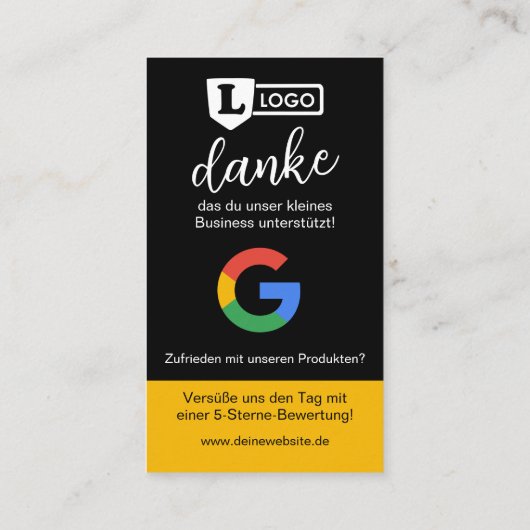 Google Bewertungskarte mit QR code Visitekaartje (Achterkant)