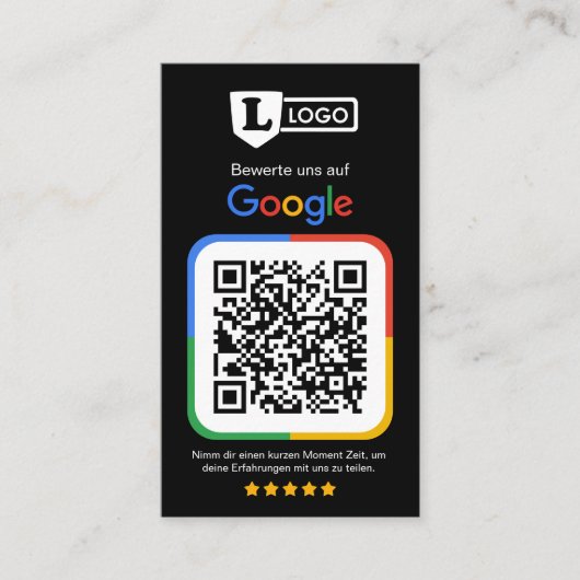Google Bewertungskarte mit QR code Visitekaartje (Voorkant)