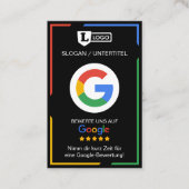 Google Bewertungskarte with QR code Business Card  Visitekaartje (Voorkant)