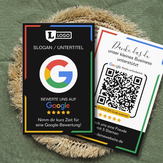 Google Bewertungskarte with QR code Business Card  Visitekaartje