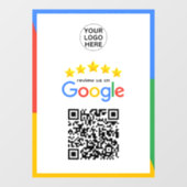 Google Business Review 5-sterren QR-code Raamsticker (Vel)