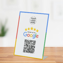 Google Business Review 5-sterren QR-code Reclamebord Met Voetstuk