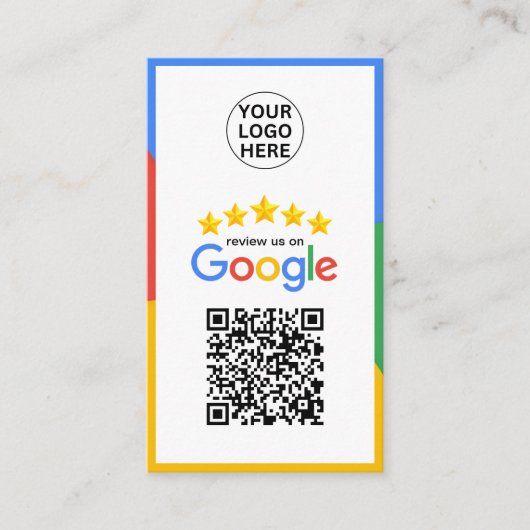 Google Business Review 5-sterren QR-code Visitekaartje (Voorkant)
