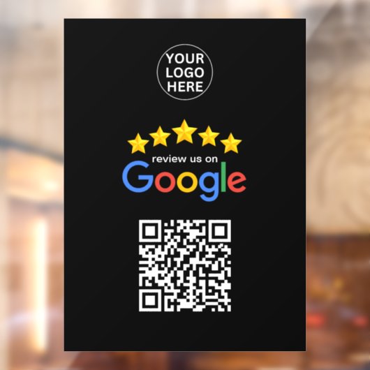 Google Business Review 5 sterren QR-code zwart Raamsticker (Vel 2)