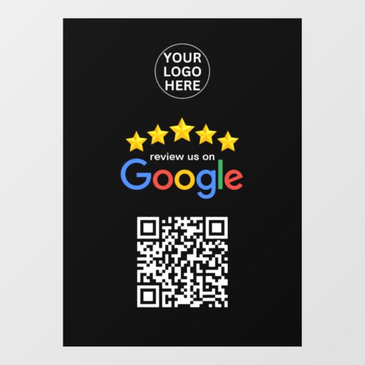 Google Business Review 5 sterren QR-code zwart Raamsticker (Vel)