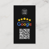 Google Business Review 5-sterren QR-code zwart Visitekaartje (Voorkant)
