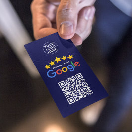 Google Business Reviewen 5 Star QR-code Navy Blue Visitekaartje