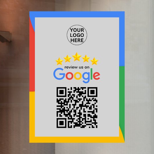 Google Business Reviewen 5-sterren QR-code grijs Raamsticker
