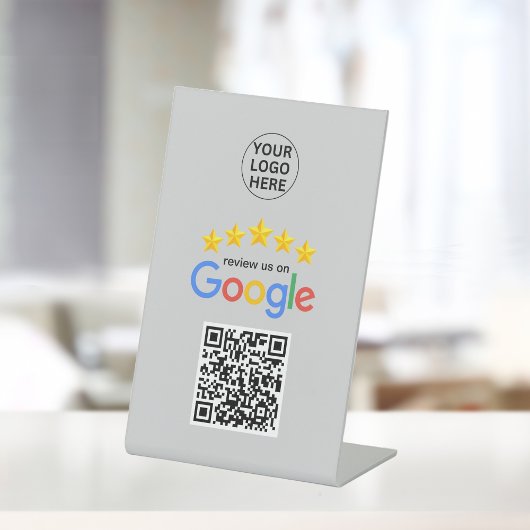 Google Business Reviewen 5-sterren QR-code grijs Reclamebord Met Voetstuk