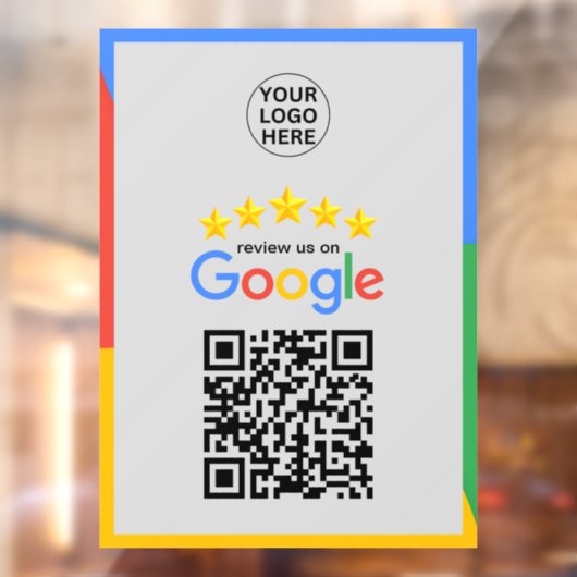 Google Business Reviews 5 sterren QR-code grijs Raamsticker (Vel 2)