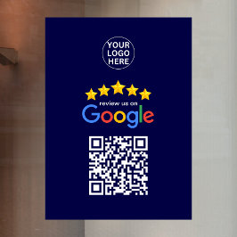 Google Business Reviews 5 sterren QR-code Navyblau Raamsticker
