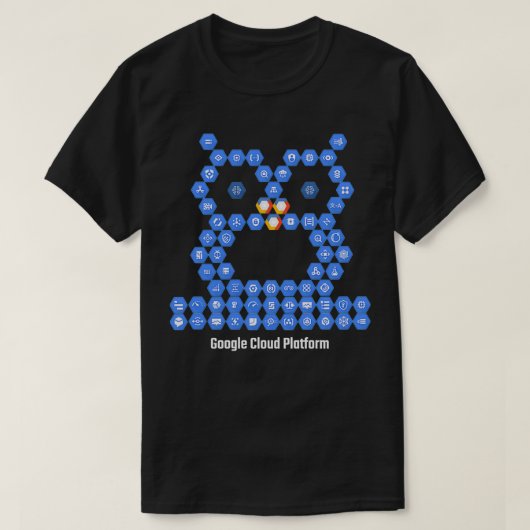 Google Cloud Platform Elements draait op zwart T-shirt (Design voorkant)