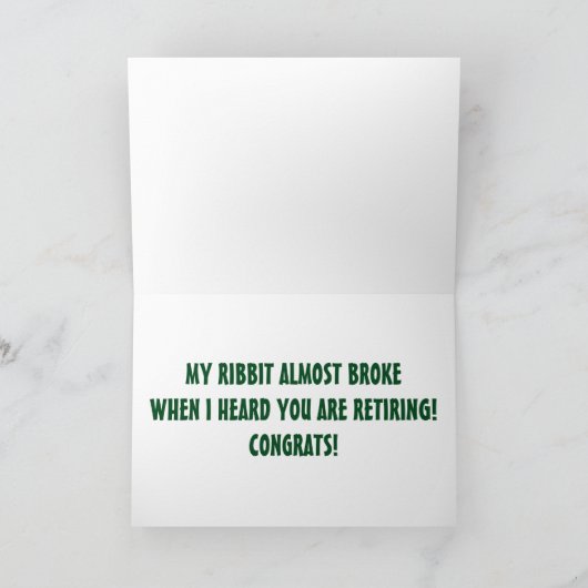 GOOGLE-EYED FROG-RETIREMENT FUN KAART (Binnen)