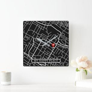 Google Home Locatie Kaart Mijn Gelukkige Plaats Wi Vierkante Klok