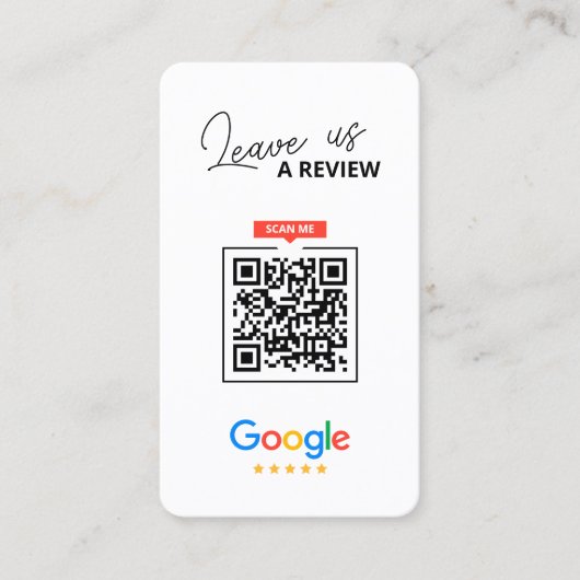 Google Laat ons Review QR Code Business Dank u Visitekaartje (Voorkant)
