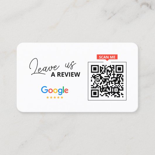 Google Laat ons Review QR Code Business Dank u Visitekaartje (Voorkant)
