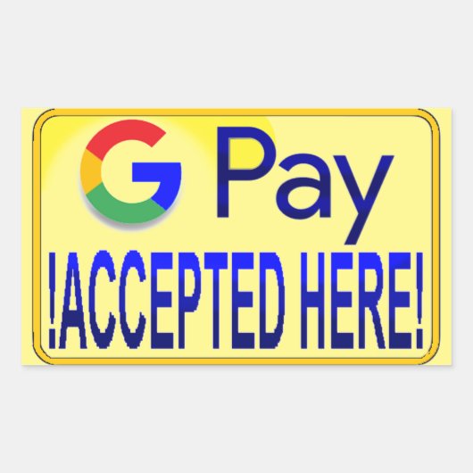 Google Pay geaccepteerd. Rechthoekige Sticker (Voorkant)