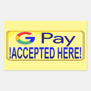 Google Pay geaccepteerd. Rechthoekige Sticker