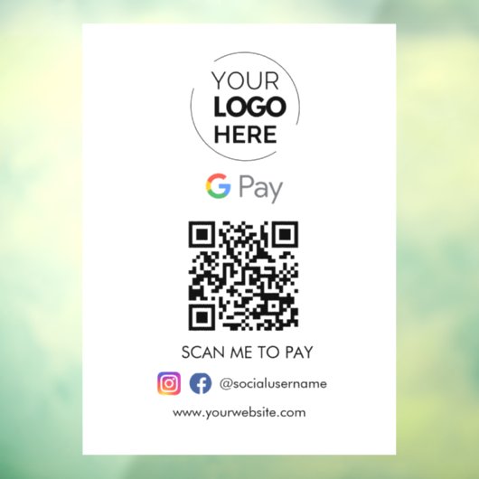 Google Pay QR Code Betaling | Scannen naar zakelij Raamsticker (Vel 3)